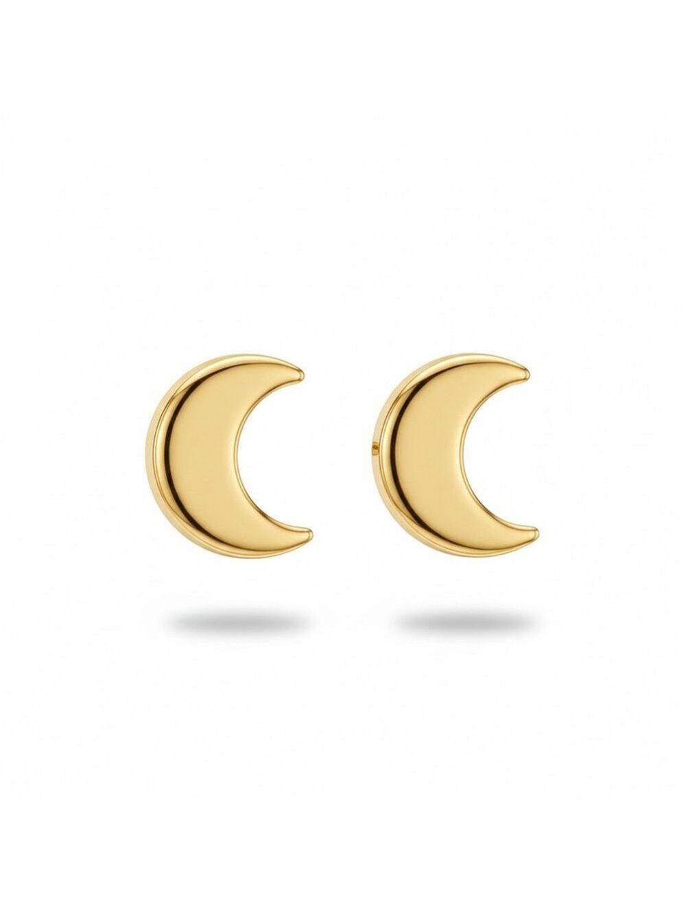 Moonglow Crescent Moon Stud Earrings Gold Tone NIP